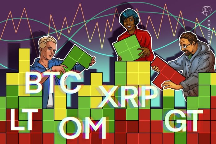 Bitcoin acts within a narrow range as XRP, LT, OM and GT to move higher