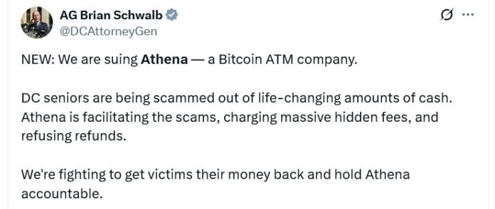 Athena Bitcoin Sued Over Undisclosed Fees On Crypto ATMs