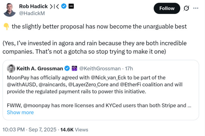Moonpay, Agora Coalition challenges the strip for USDH edition

