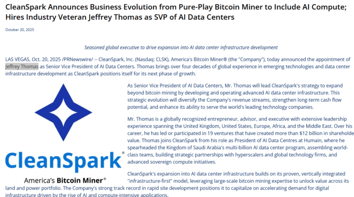 CleanSpark Shares Rise 13% After Bitcoin Miner’s AI Expansion CleanSpark Shares Rise 13% After Bitcoin Miner’s AI Expansion