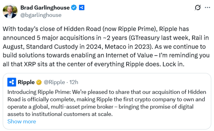 Ripple completes $1.25 billion acquisition of Hidden Streets

