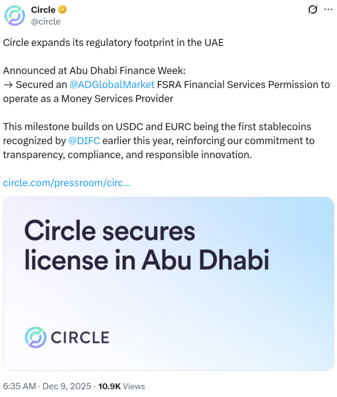 UAE, Circle, stablecoin