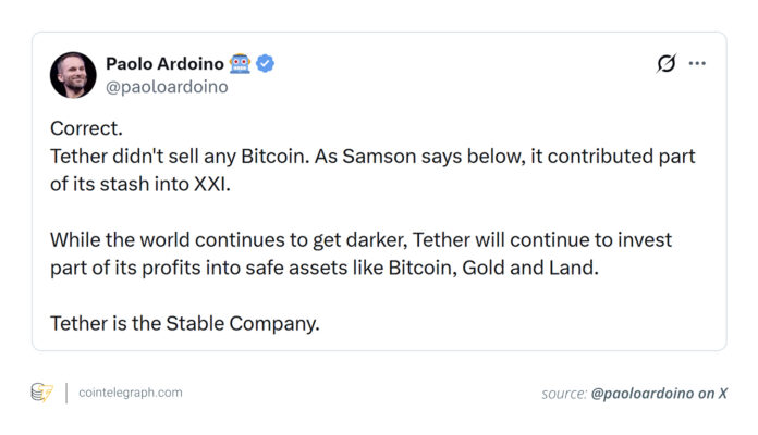 Tether is now buying more gold than many central banks – here’s what this means

