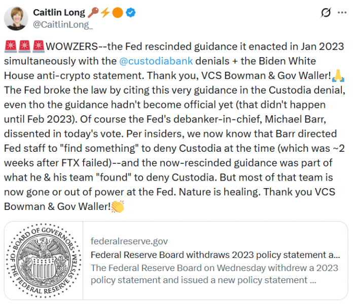 The Fed opens the way for banks to get involved in crypto

