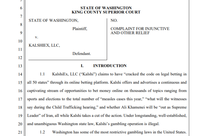 Kalshi hit with lawsuit in Washington state

